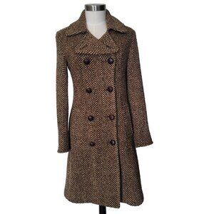 Talula Babaton Wool Blend Tweed Double Breasted Coat Small